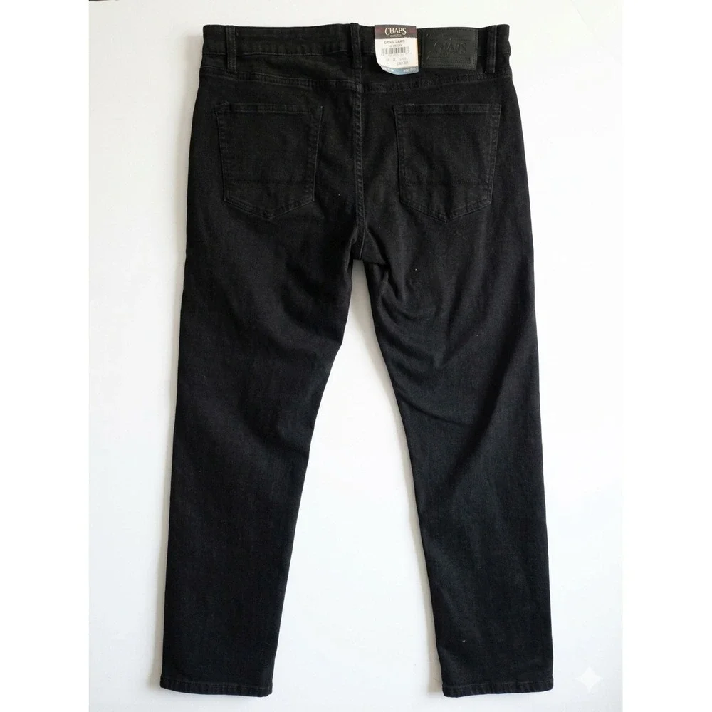 Chaps Mens Slim Fit Jeans Jet Black Stretch Denim Pants 34x32 CM16JN987